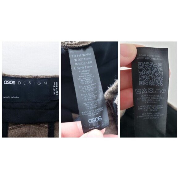 Asos Plaid Wool Pants Womens 32x32 Tapered Leg Academia Heritage - Picture 12 of 12